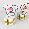 Cute Kids Chair With Cartoon Koala Design Yellow Striped Legs And Star Pattern