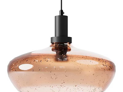 Elegant Modern Brown Speckled Glass Pendant Light With Smooth Round Shape Design 3d model