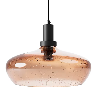 Elegant Modern Brown Speckled Glass Pendant Light With Smooth Round Shape Design 3d model