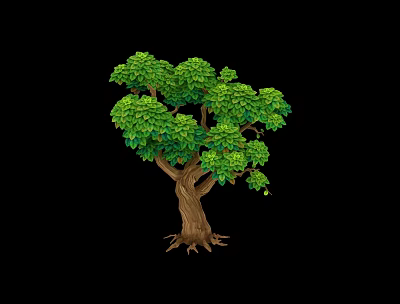 Lush Green Tree With Dense Foliage And Brown Trunk Isolated On Black Background 3d model