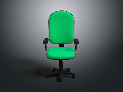 Green Office Chair With Black Armrests And Five Caster Wheels 3d model