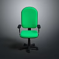 Green Office Chair With Black Armrests And Five Caster Wheels