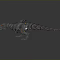 Futuristic Mechanical T-Rex Dinosaur With Metallic Parts Red Eyes And Robotic Design