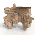 Natural 3D Rock Formation Scene Component With Layered Structure And Platforms