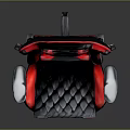 Red And Black Ergonomic Gaming Chair With Diamond Stitch Pattern And Adjustable Armrests