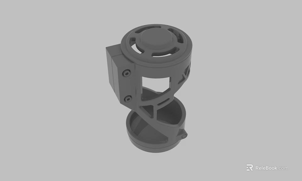 Gray 3D Model of Mechanical Component With Circular Top and Base Structure 3d model 