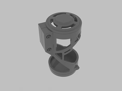 Gray 3D Model of Mechanical Component With Circular Top and Base Structure 3d model