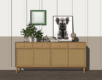 Nordic Sideboard Rattan Sideboard 3d model