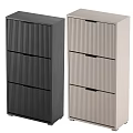 Modern Entryway Side Cabinet With Vertical Slat Design Black And Beige Three Drawers