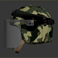 Camouflage Helmet With Transparent Face Shield And Padded Inner Headband Design