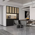 Modern Living And Dining Room Interior With Sofa Coffee Table TV Wall And Fireplace