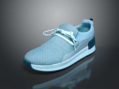 Light Blue Stylish Casual Sports Shoes With Mesh Upper White Laces And Contrast Sole 3d model