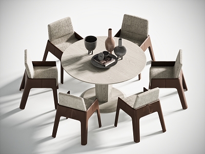 Modern Round Dining Table and Chair Dining Table Single Chair Furnishings Tableware model