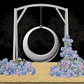 Scenic Photo Spot With White Arch Pink Circular Decoration Purple Trees And Sea View