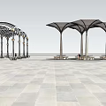 Modern tensioned membrane landscape gallery frame tension membrane structure shaped modeling 3d model