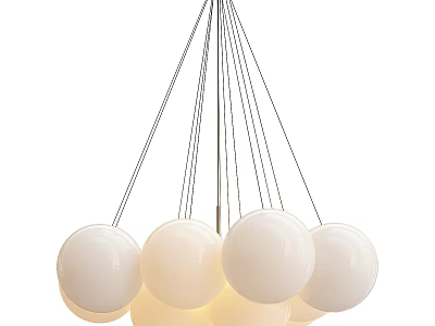 Modern White Spherical Glass Pendant Chandelier With Metal Wires For Interior Decor 3d model
