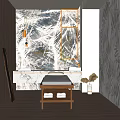Spa Sauna Interior Design With Leaf Pattern Walls Wooden Elements And Massage Bed Lighting