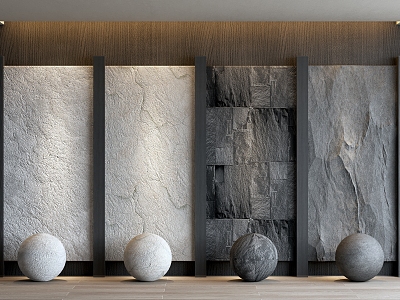 Backwall Rock Slab Stone Wall Mao Stone Wall model