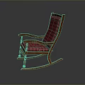 Relaxing Rocking Chair With Wooden Frame And Red Plaid Pattern Cushion