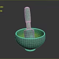 Turquoise Ceramic Mortar and Pestle With Textured Surface for Kitchen Use 3d model