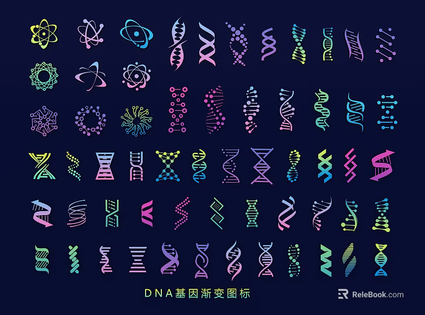 Artistic DNA Gene Gradient Wall Decor With Colorful Molecular Patterns 3d model 