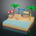 Beach Commercial Equipment With Outdoor Tables Chairs Sunshade Umbrella And Canopy Setup
