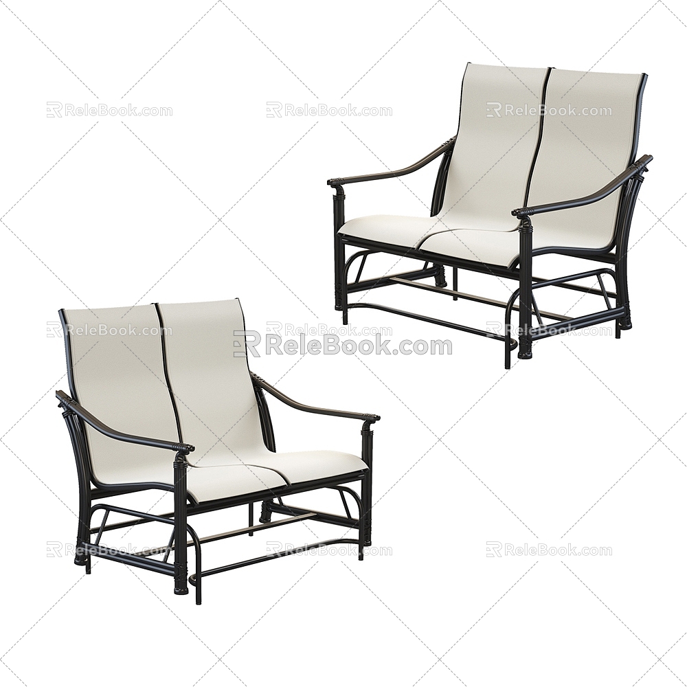 modern double chair 3d model