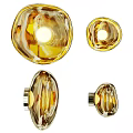 Modern Unique Amber Glass Wall Sconces With Oval And Round Shapes For Interior Decor