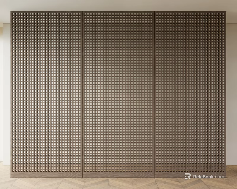Three Panel Perforated Room Divider With Modern Design For Interior Space Decoration 3d model