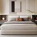 Modern Bedroom Interior Design With King Size Bed Nightstands Decorative Painting And Soft Lighting
