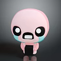 3D Pink Cute Cartoon Game Movie Character With Big Teary Eyes Holding Black Item