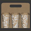 Portable Paper Coffee Cup Carrier Containing Three Lidded Cups For Daily Use