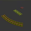 Green Curved and Rectangular Circuit Boards Featuring Electronic Components and Patterns