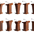 Functional Wooden Podiums With Various Designs And Microphones For Public Speaking