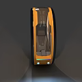 Futuristic Single Wheel Car With Orange Black Rim And Modern Interior