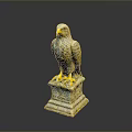 Detailed Eagle Statue With Intricate Feather Design Perched On Stone Pedestal