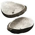 Elegant Natural Stone Washbasins With Oval Shape And Textured Surface For Modern Bathroom