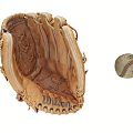 Vintage Leather Baseball Gloves In Four Different Angles With Detailed Stitching 3d model