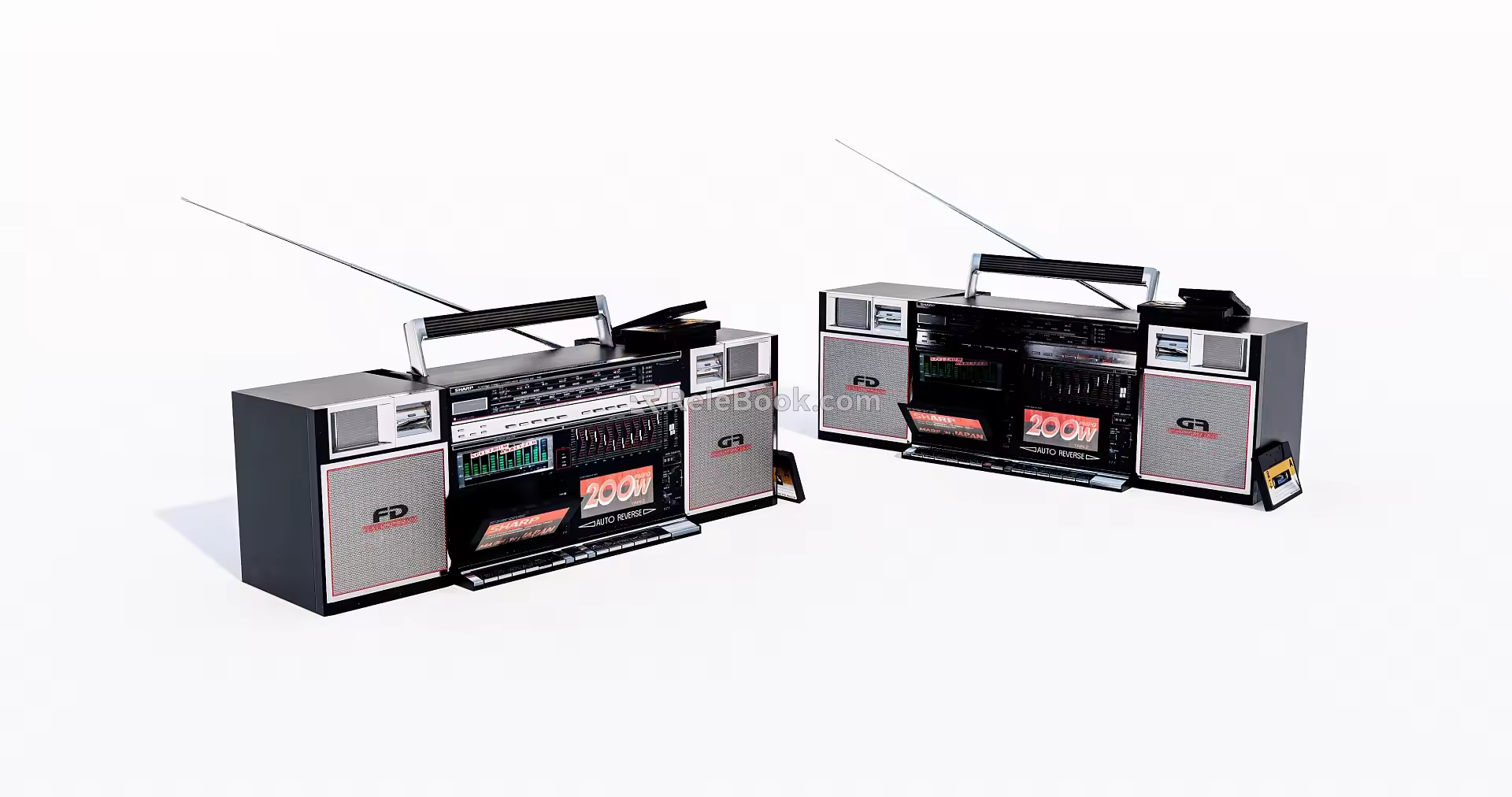 Dual-Card Tape Recorder Radio Old Object 3d model