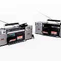 Dual-Card Tape Recorder Radio Old Object 3d model