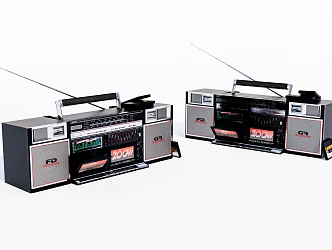 Dual-Card Tape Recorder Radio Old Object 3d model
