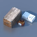 Wooden And White Storage Boxes With Stacked Small Household Items