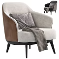 Gray Velvet Accent Chair with Soft Pillow and Plaid Blanket and Black Wooden Legs