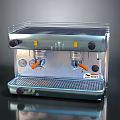 Stainless Steel Espresso Machine With Dual Spouts Transparent Cover Pressure Gauges And Control Knobs