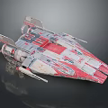 Detailed Red And White Sci Fi Spaceship Model With Winged Structure And Engines 3d model