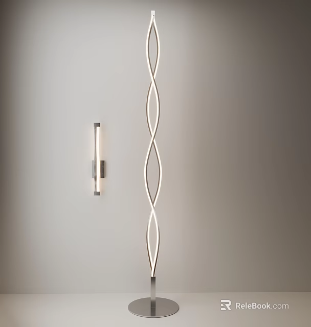 Modern Stylish Wall Lamp Design With Linear And Curved Lighting For Interior Wall 3d model 