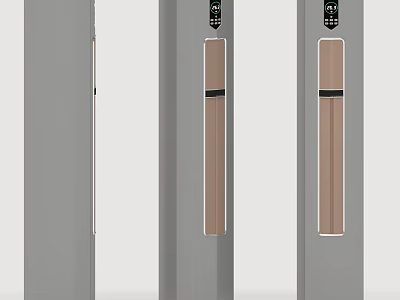 Gray Household Refrigerator With Three Side by Side Doors Digital Display And Control Panel 3d model