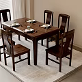 Classic New Chinese Style Solid Wood Dining Table And Chairs Set For Home Dining Room