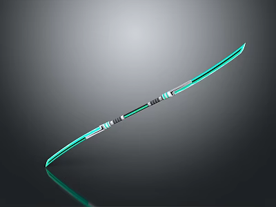 Modern Green Bladed Katana With Ornate Handle And Reflective Surface 3d model