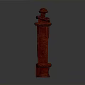 Red Decorative Household Column Ornament with Intricate Carvings and Ornate Top for Home Living Space